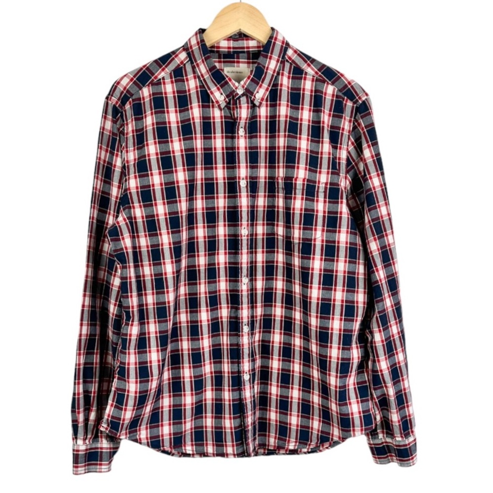 Life After Denim Red Plaid Flannel 100% Cotton Size XL